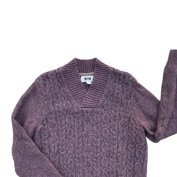 Joseph Abboud Wool Cable Knit Grandpa Sweater Preppy Old Money Fisherman-M - Picture 3 of 11